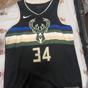 Giannis black and cream bucks jersey